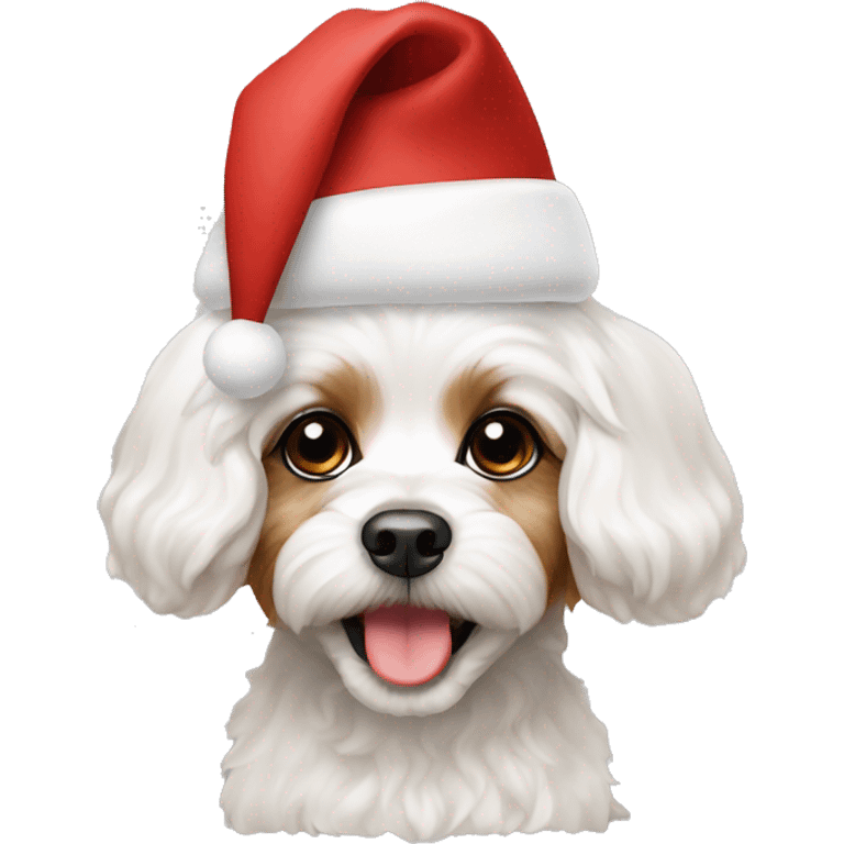 Cavachon with Christmas hat emoji