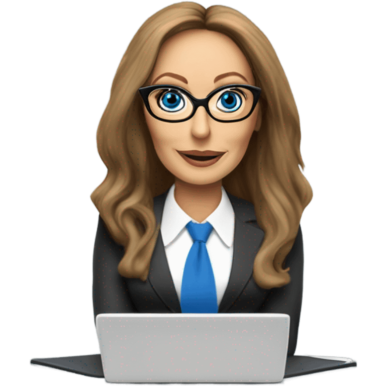 Carol Vordaman blue eyes wearing glasses in a business meeting  emoji