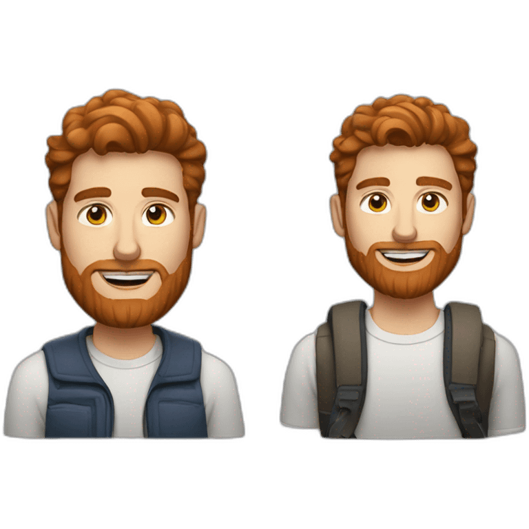 a men with brown hair and a red beard and airpods and a mac emoji