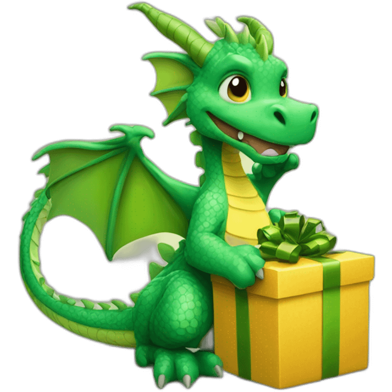 green dragon with a New Year's gift in its paw emoji