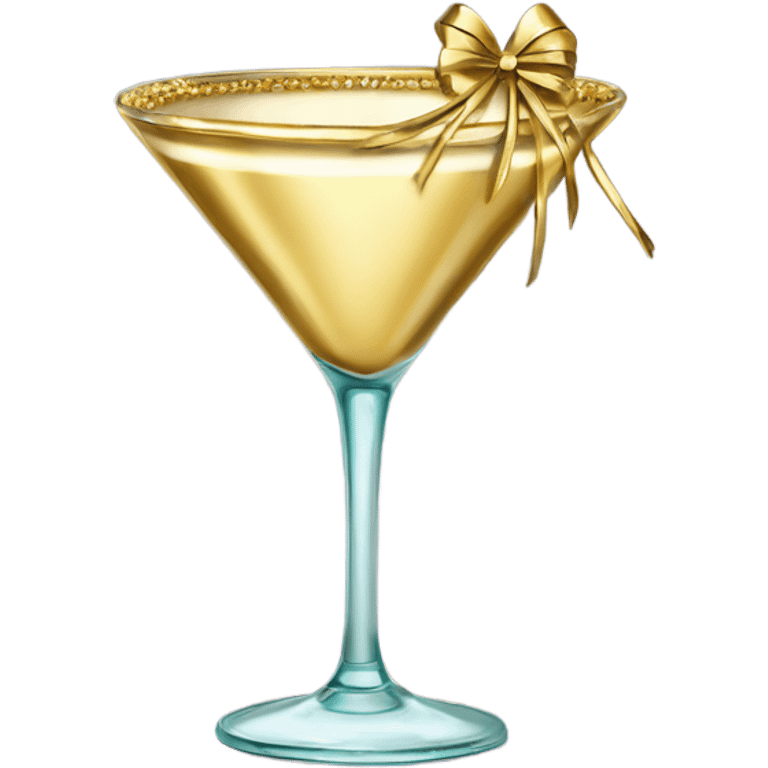 gold rimmed martini glass with tiny gold bows emoji