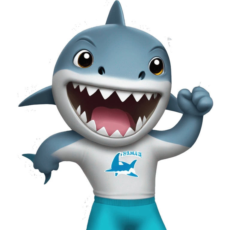 shark holding cheerleading poms emoji