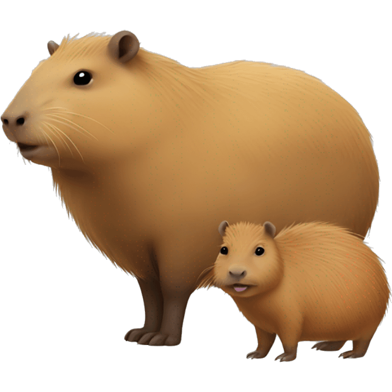 Capybara with a baby capybara next her emoji