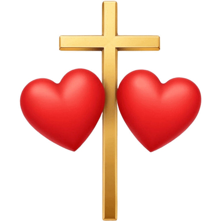 Two red hearts united by a gold cross  emoji