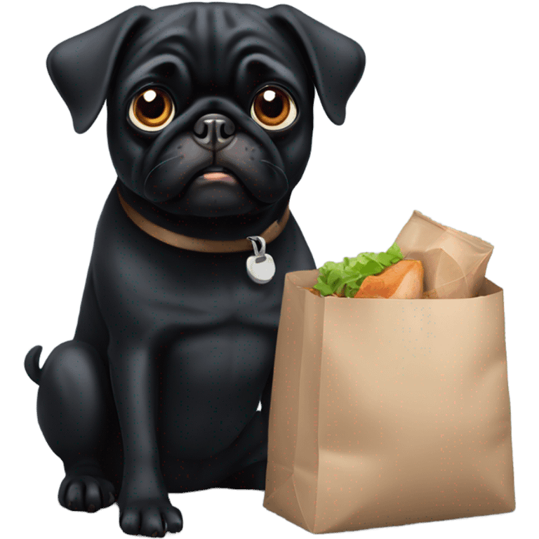 Black Pug delivering food  emoji