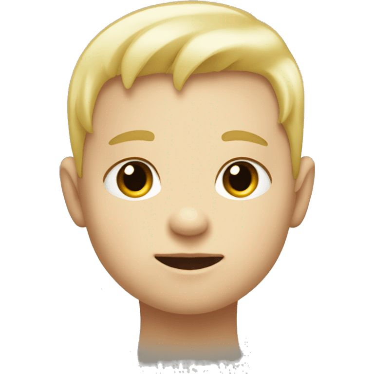 a white blond baby with a straight face side eyeing facing the left so that i can say half of his face  with his eyes wide open emoji