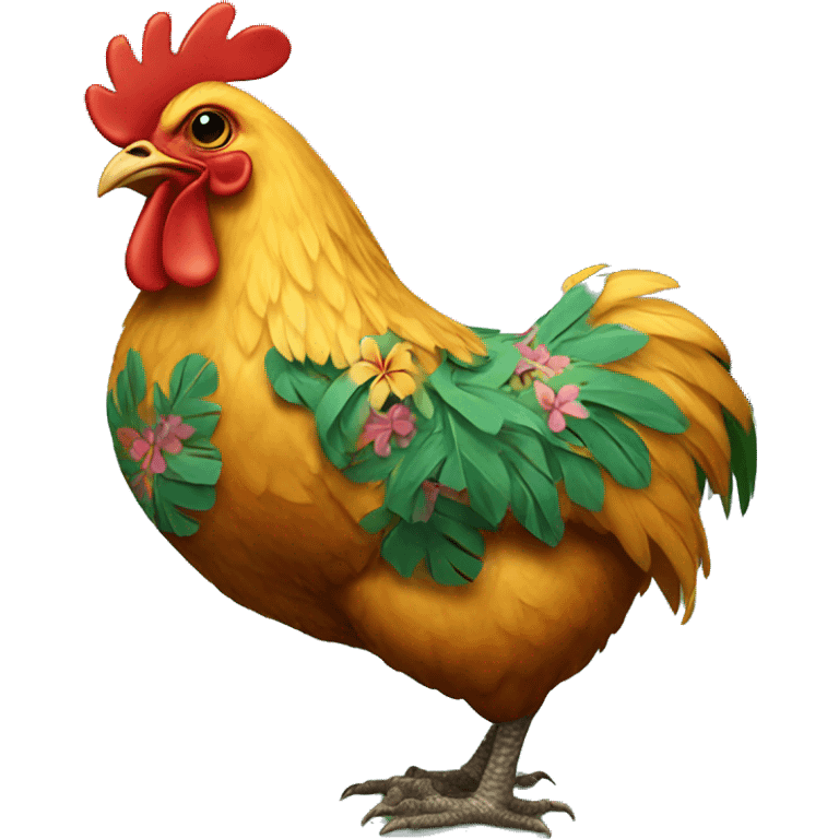 Hawaiian tattooed chicken emoji