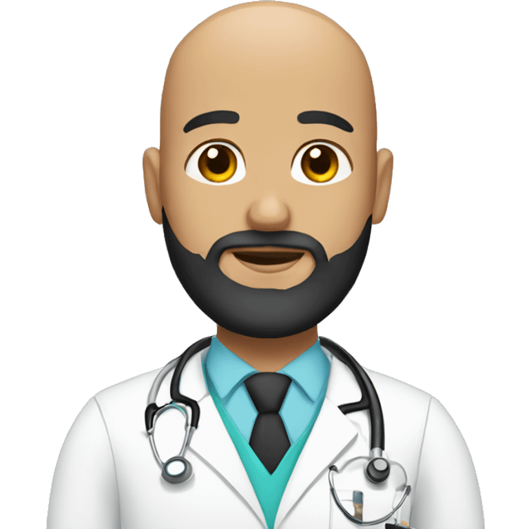 Bald male doctor with black beard and a crown emoji