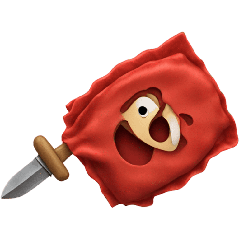 Red Ravioli with a weapon emoji