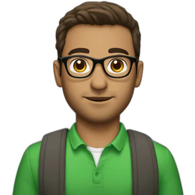 Arab gay man with glasses holding and brown hair wearing green emoji