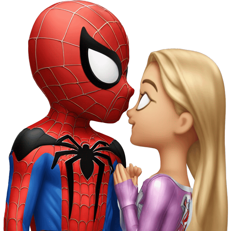 Hello kitty kissing spider man  emoji