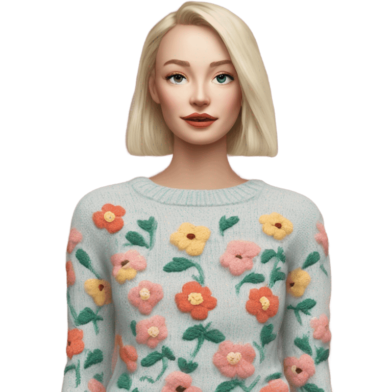 Knit floral sweater glittery beautiful finnish  emoji