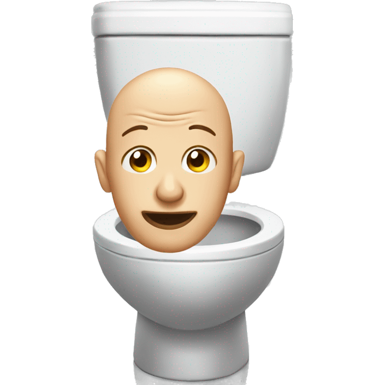 a bald man head in a toilet with a long neck  emoji