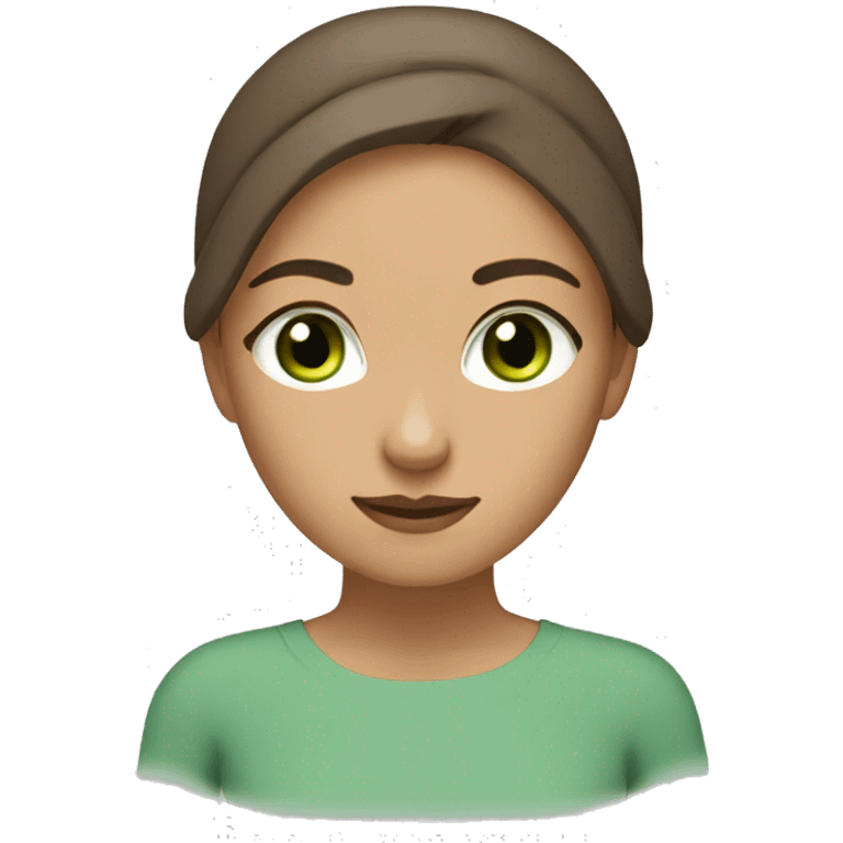 Woman yoga facial brown hair and green eyes emoji