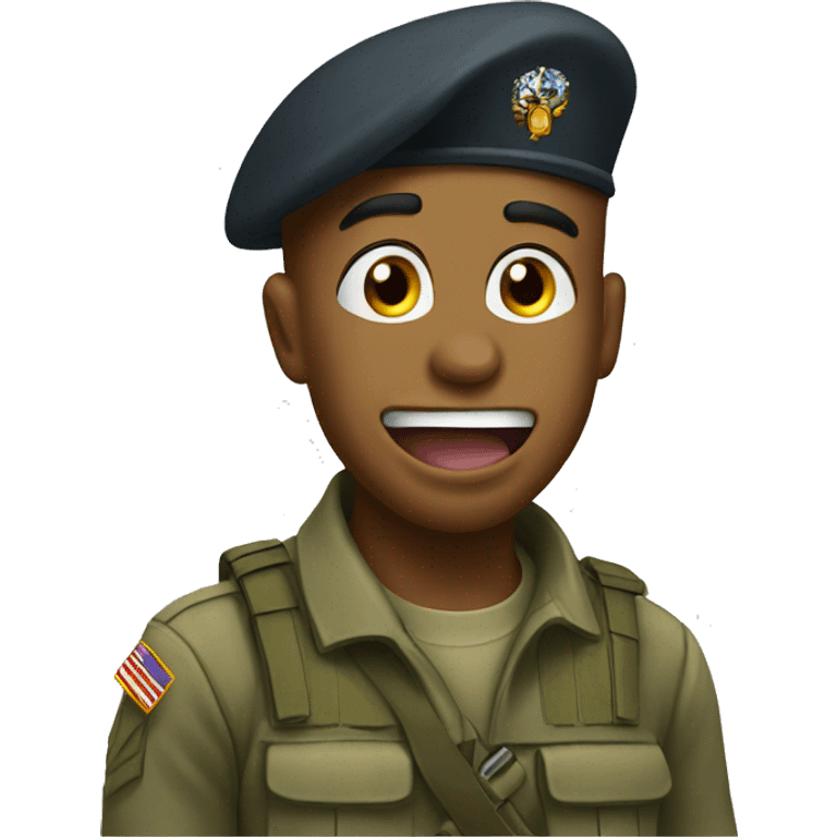 soldier shows his tongue emoji