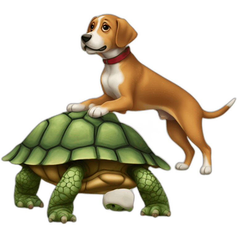 Chien sur une tortue emoji