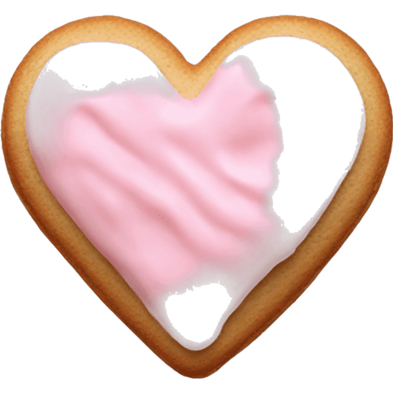 Heart shaped auger cookie with light pink frosting emoji