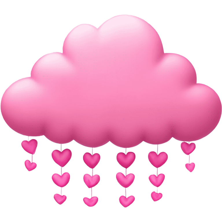 Pink cloud with dangling pink hearts  emoji