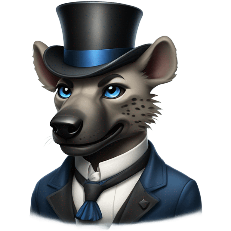 Male, muscular, hyena, smoking pipe, top hat, fancy, high class, blue eyes emoji