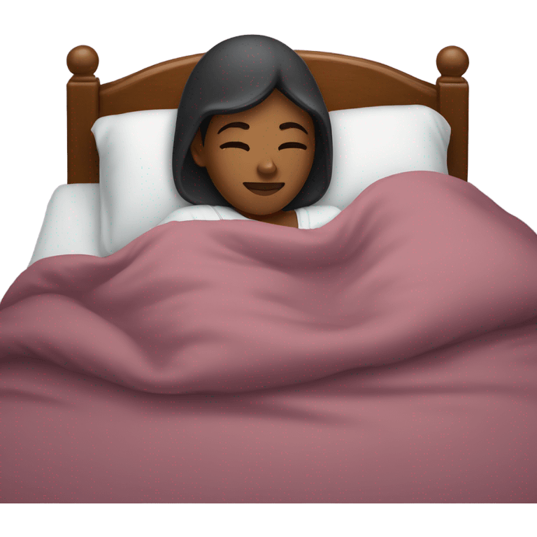 Woman tucked up in bed with nightcap on  emoji