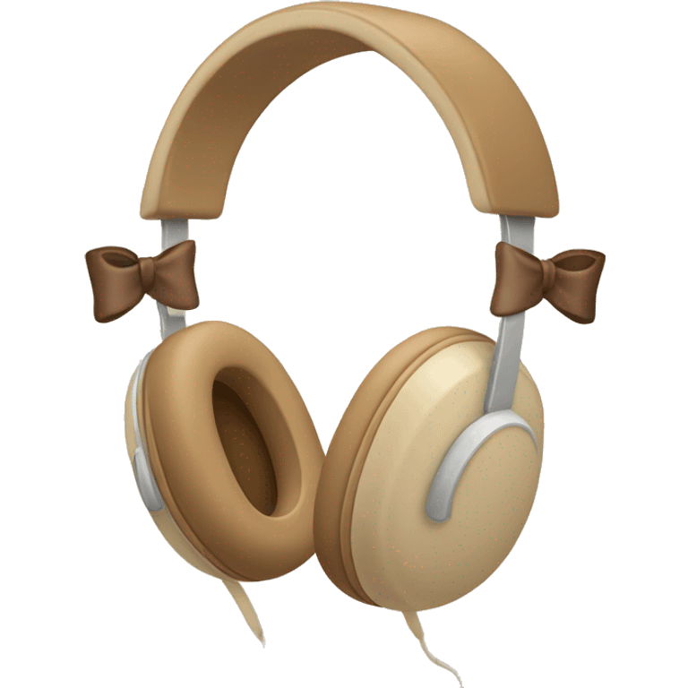 beige apple headphones with brown bows emoji