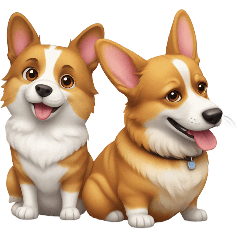 cat and corgy emoji