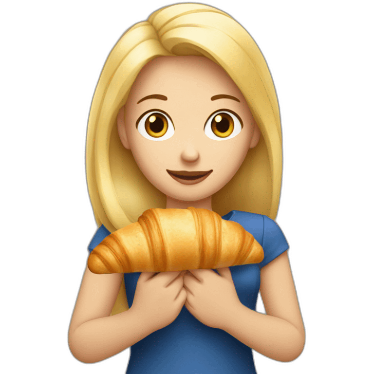 French Blond Girl Holding a Croissant emoji