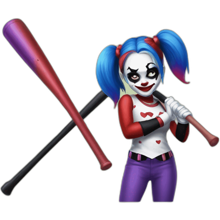 Harley Quinn with baseball bat and Joker emoji