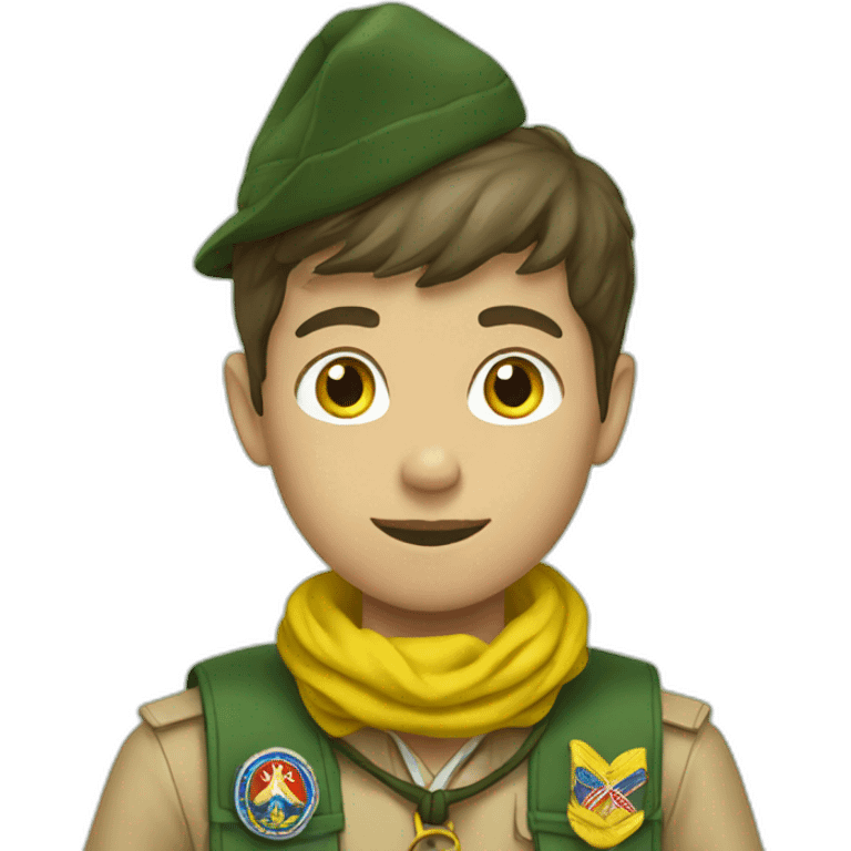 french boy scout with green and yellow scarf emoji