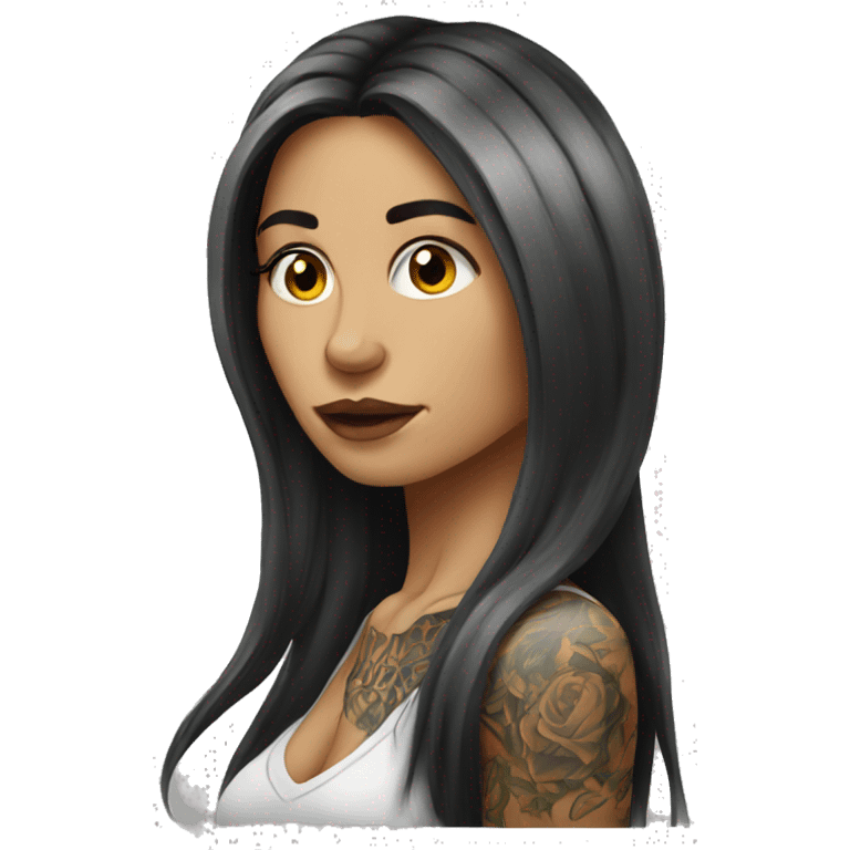 tattooed woman very attractive long hair emoji