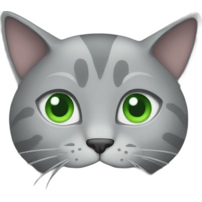 Grey cat with green eyes surfing  emoji