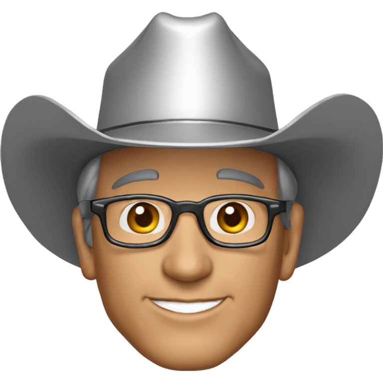 George strait with some wrinkles and glasses with silver cowboy hat emoji