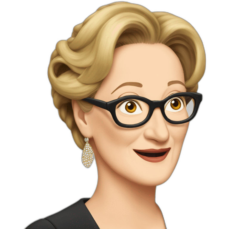 Meryl Streep listens to gossip with her big ear emoji