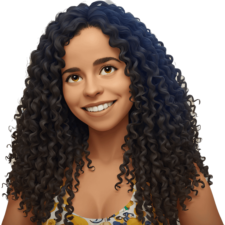 smiling girl with curly hair emoji