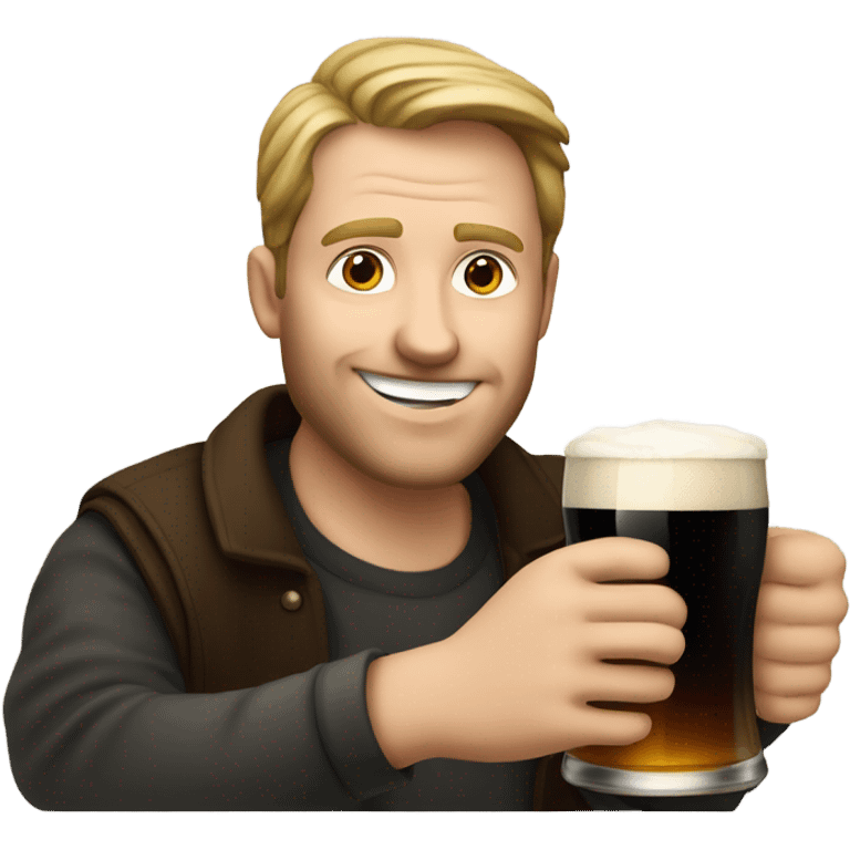 White guy drinking a Guinness emoji