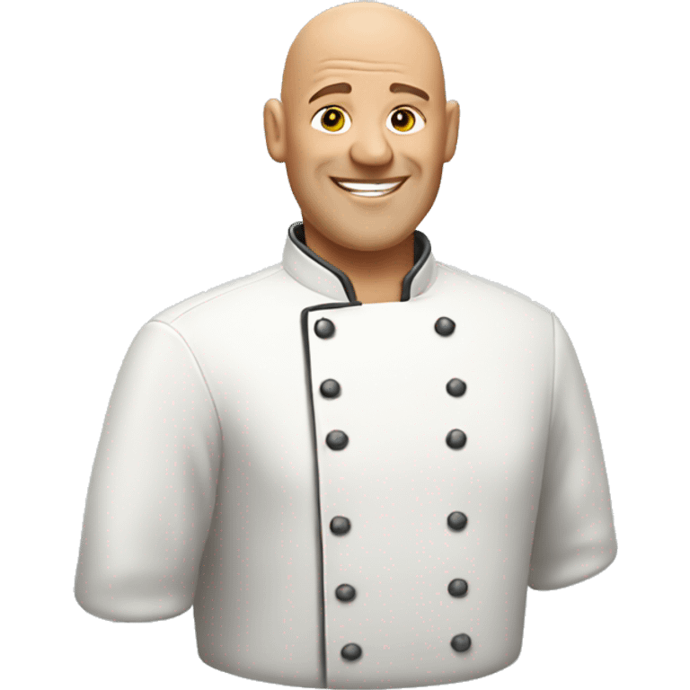 smiling bald middle aged man with chefs jacket  emoji