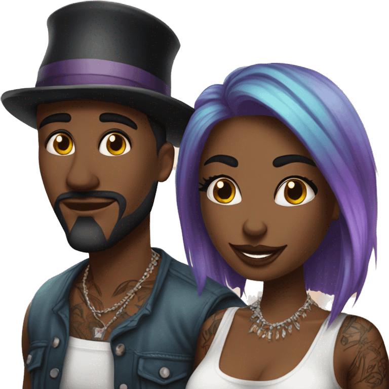 Romantic carnival date for beautiful tattooed couple emoji