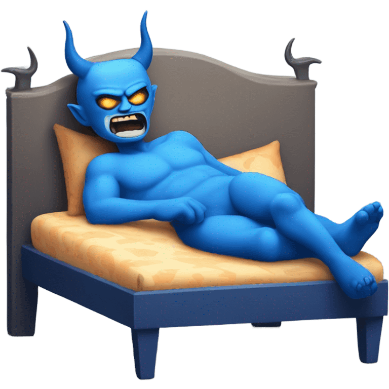 blue demon in bed emoji