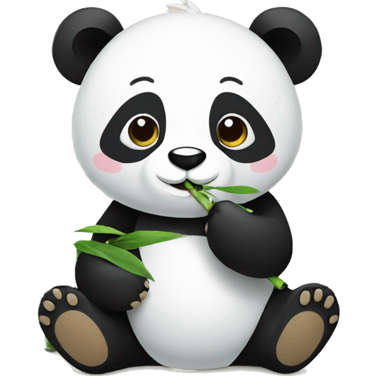 Panda eating bamboo while it's the bamboo enzyme emoji