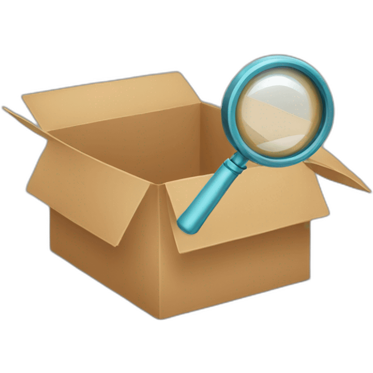 a magnifying glass inside an empty box emoji