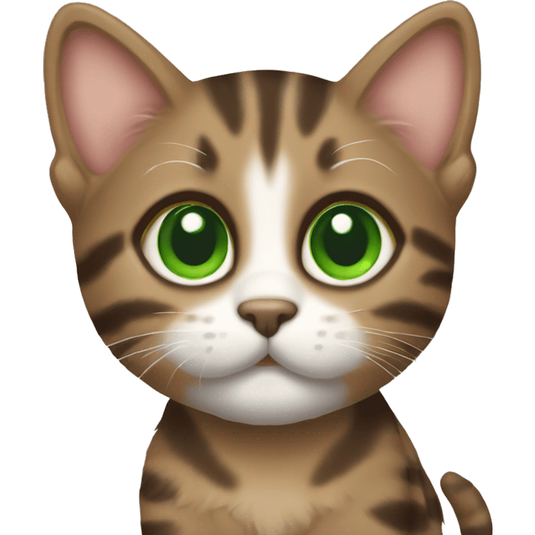 cute brown tabby kitten with green eyes emoji