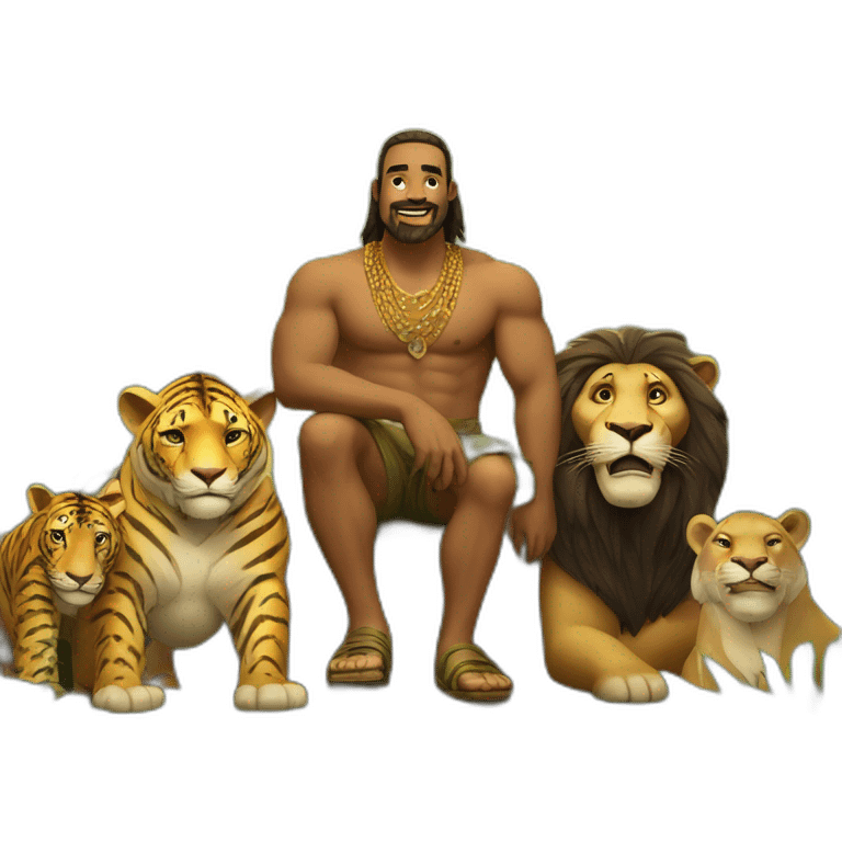 King of jungle with animals of the jungle  emoji