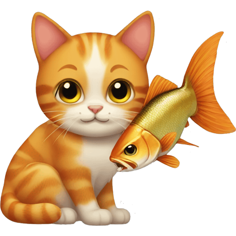 ginger cat with fish emoji