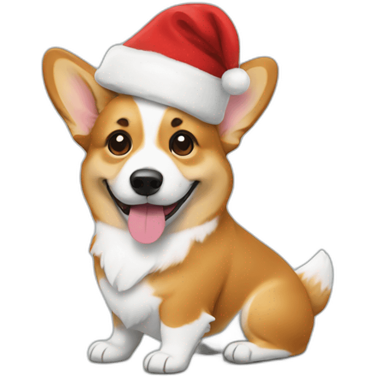 corgi with santa hat emoji