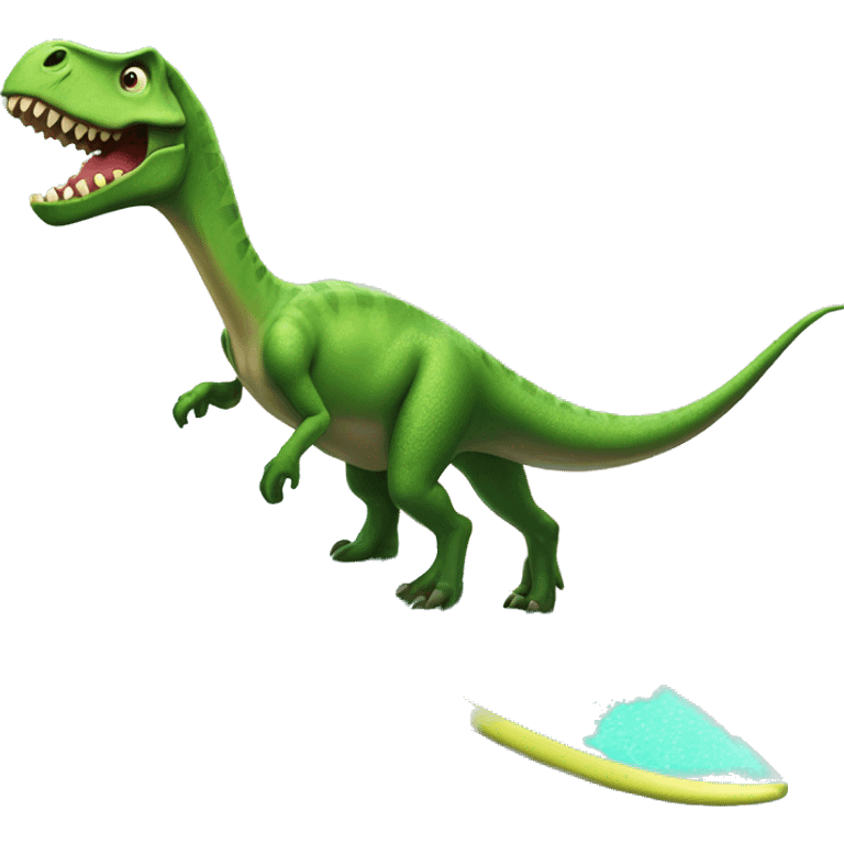 Dinosaur riding a surfboard  emoji