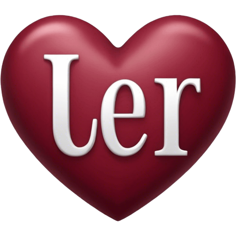 Burgundy heart with the letters Jer in the middle  emoji