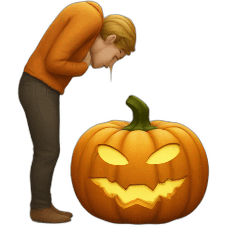 Pumkin kissing emoji