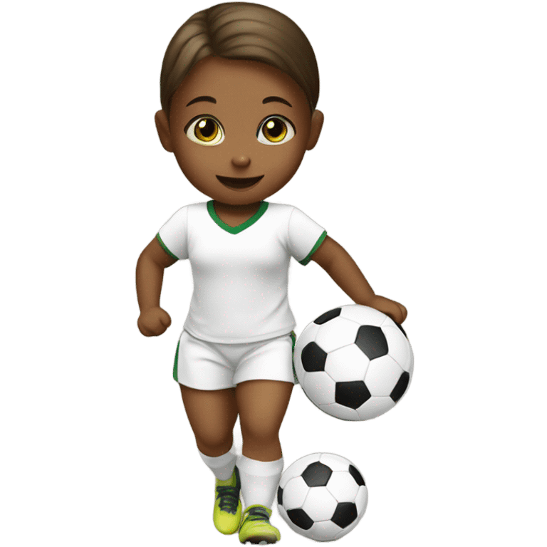 A baby girl playing soccer  emoji