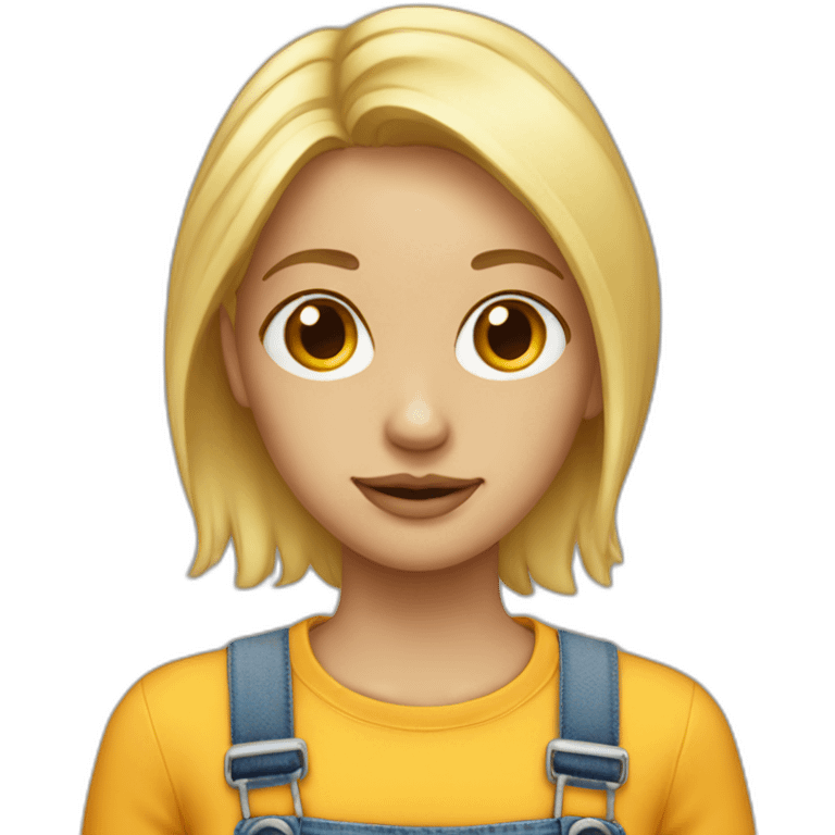 blonde girl with nose ring and dungarees emoji