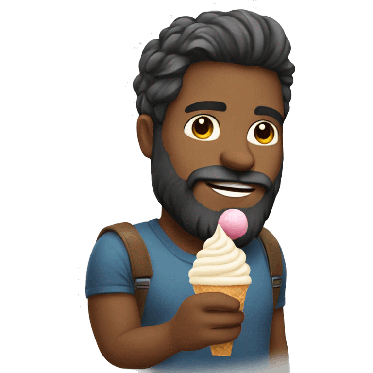 confident guy with beard with ice cream emoji